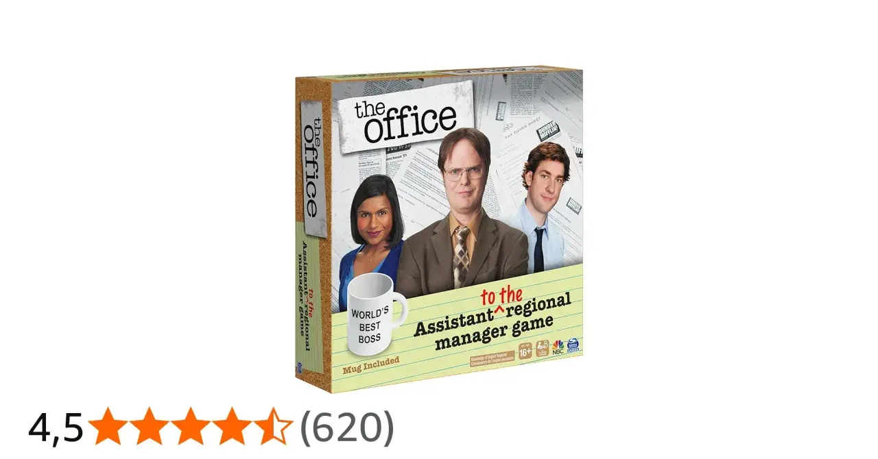 Gra "The Office: Assistant to the Regional Manager" z postaciami z serialu i kubkiem "World's Best Boss".
