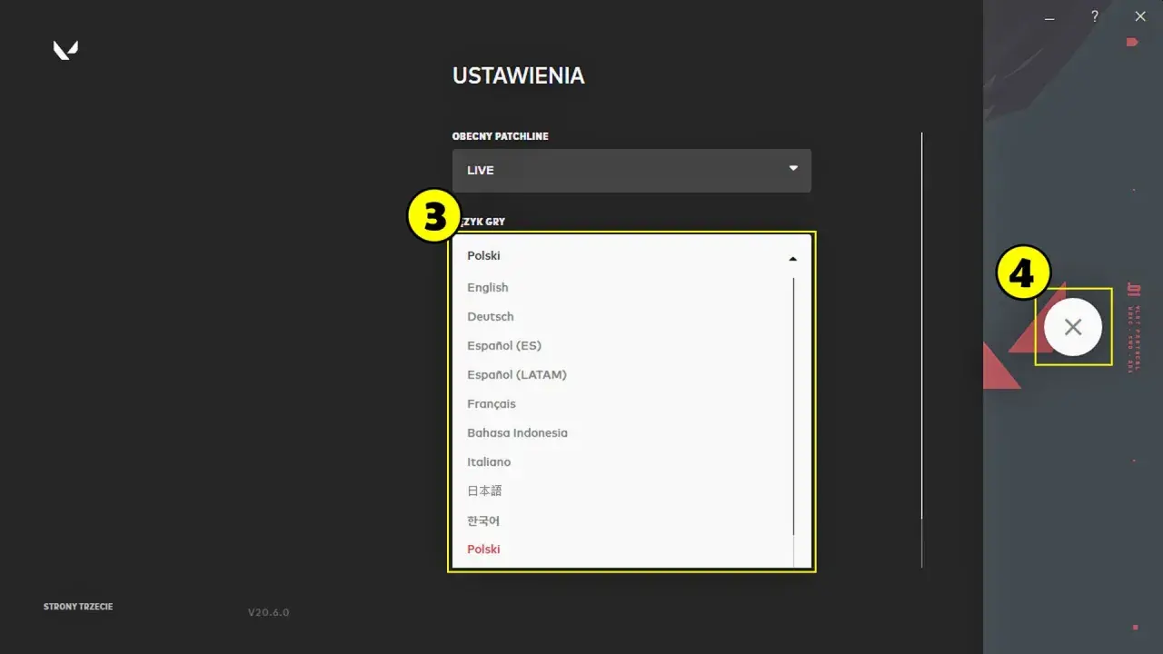 Ustawienia gry, wybór języka polskiego. Vanguard po polsku gotowy do gry!