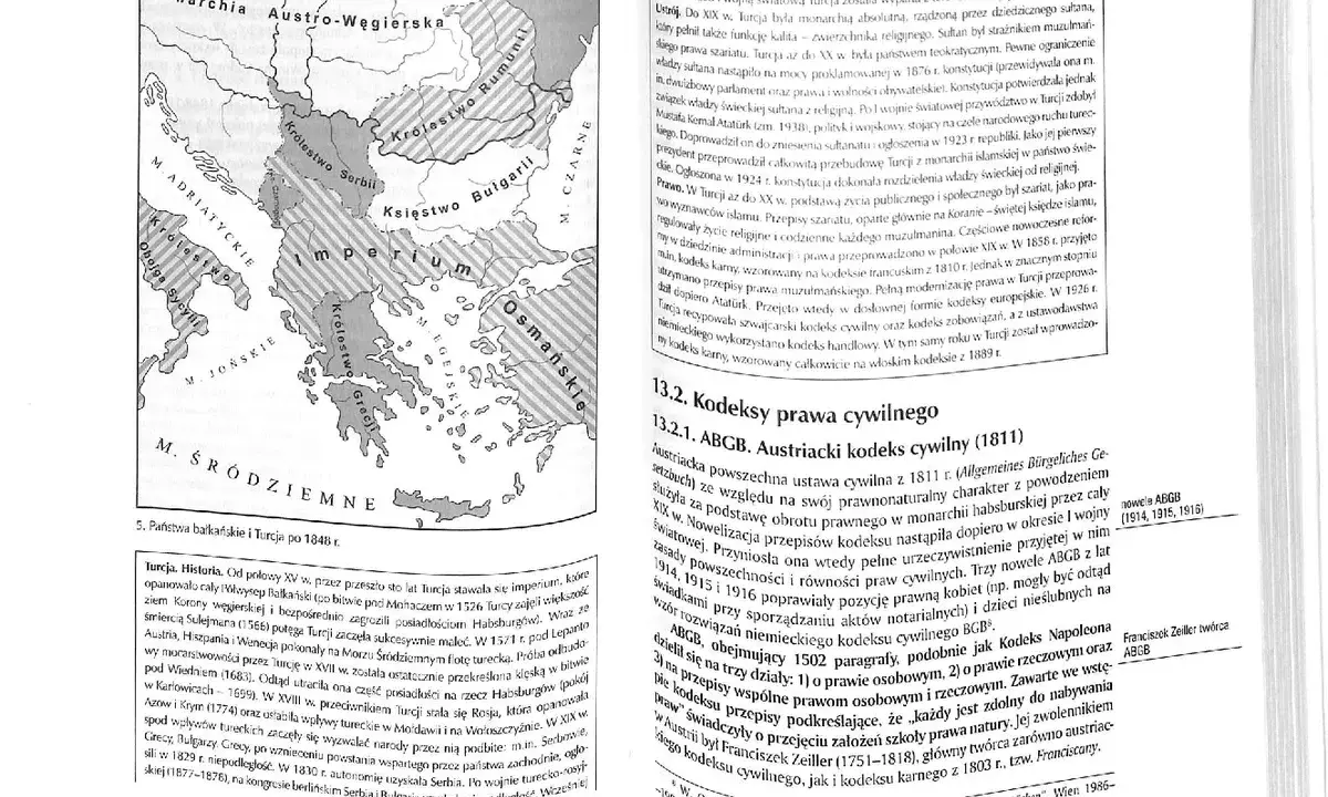 Mapa Bałkanów i Turcji po 1848 r. z zaznaczonymi granicami państw. W tekście streszczenie kazań sejmowych.