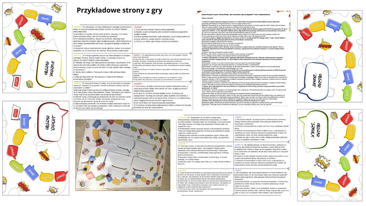 Gra "Budowanie mostu" - plansza z pytaniami i elementami do gry, zachęca do wspólnej zabawy i dyskusji.