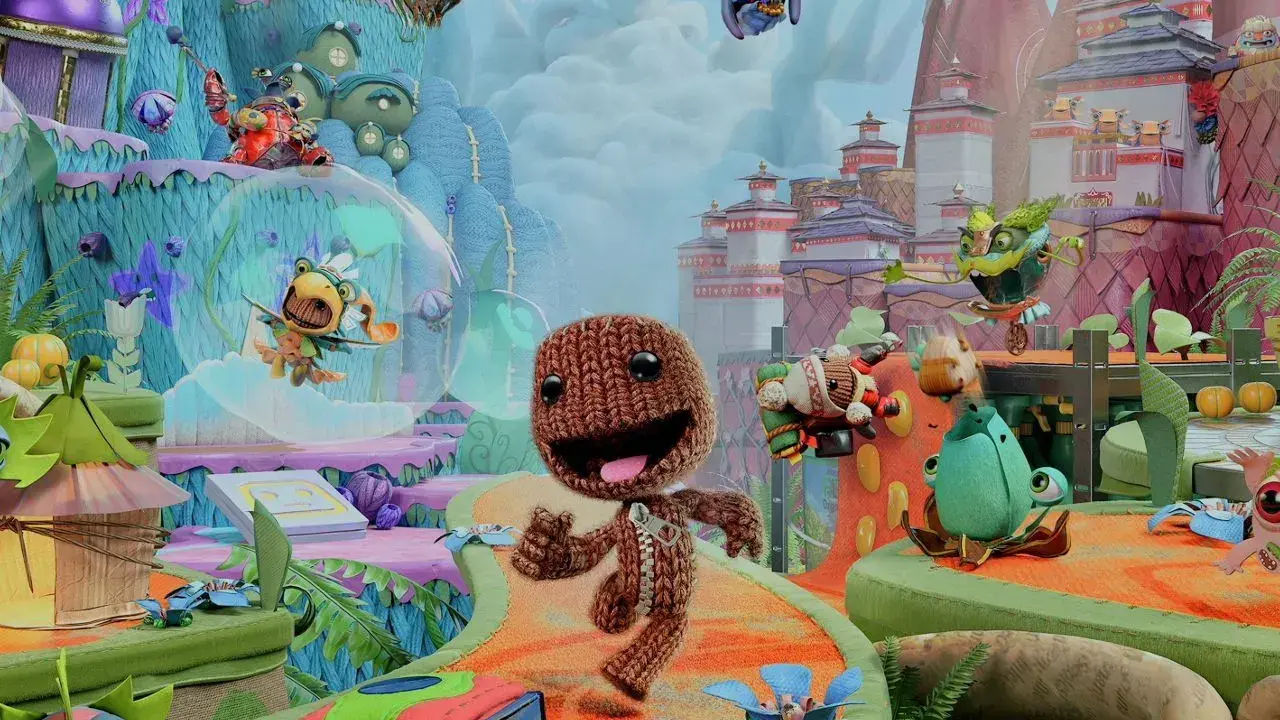 Kolorowy świat gry, gdzie Sackboy i jego przyjaciele przygotowują się do wspólnej zabawy. Idealne gry na 3 osoby, pełne przygód i śmiechu.
