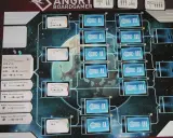 Plansza gry planszowej "Beyond the Sun", przedstawiająca kosmiczną technologię i rozwój cywilizacji.