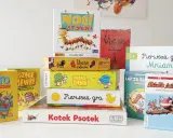 Stos gier planszowych dla dzieci: "Nogi Stonogi", "Ubongo", "Lato z Komarami", "Pędzące Żółwie", "Pierwsza gra Mniam!", "Kotek Psotek". To świetna zabawa i nauka, co to jest gra!