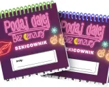 Dwa szkicowniki "Podaj dalej bez cenzury" z neonowymi ustami i płomieniami. Idealne do swobodnych notatek i rysunków.