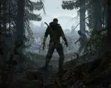 Gracz w Dying Light przygotowuje się do walki z zombie, miasto w tle. Czas gry toczy się dalej.
