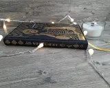 Książka "Wielki Gatsby" F. Scotta Fitzgeralda, otoczona świątecznymi lampkami, zaprasza do odkrycia jej streszczenia i historii.