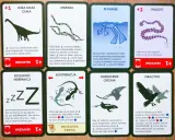 Karty z gry o ewolucji: Duża masa ciała, Mimikra, Pływanie, Pasożyt, Zdolność hibernacji, Kooperacja, Odrzucenie ogona, Piractwo.