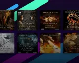 Książki i audiobooki z serii gra o tron: "Ród Smoka", "Ogień i Krew", "Nawałnica Mieczy", "Uczta dla Wron", "Taniec ze Smokami", "Starcie Królów".