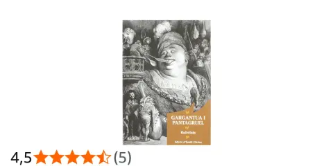 Ilustracja do "Gargantua i Pantagruel streszczenie" przedstawia groteskową postać olbrzyma z łyżkami w ustach, otoczoną scenami z życia.