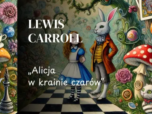 Alicja w krainie czarów, z Białym Królikiem i kotem Cheshire, wśród grzybów i kwiatów. Lewis Carroll zaprasza do niezwykłego świata.