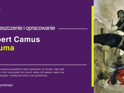 Albert Camus "Dżuma" - streszczenie i opracowanie. Obraz przedstawia mroczną wizję zarazy, z postacią śmierci na koniu.