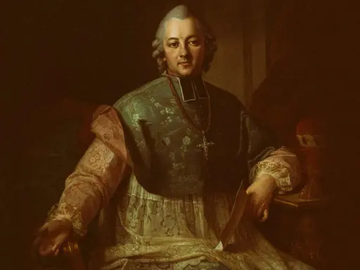 Portret Ignacego Krasickiego w stroju duchownym, z krzyżem na szyi.