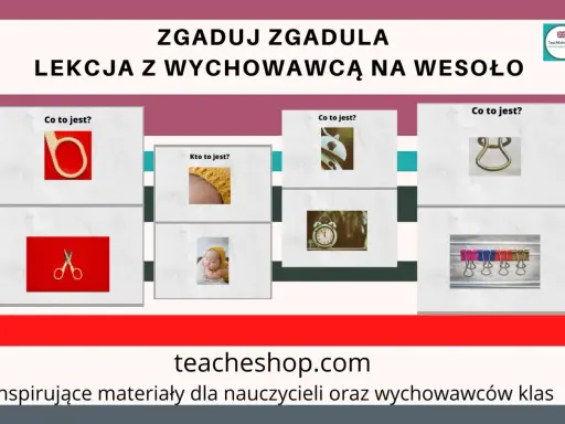 Zabawy na godzinę wychowawczą: zgaduj zgadula z wychowawcą. Zdjęcia nożyczek, klamerek, niemowlaka i budzika.