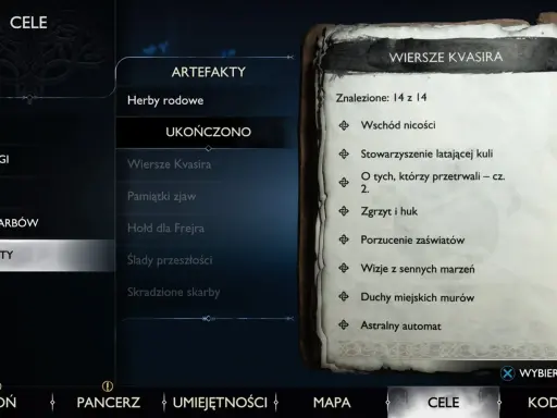 W grze God of War, w sekcji Artefakty, odnaleziono wszystkie 14 Wierszy Kvasira, w tym "Wschód nicości" i "Astralny automat".