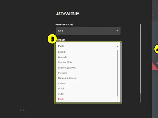Ustawienia gry, wybór języka polskiego. Vanguard po polsku gotowy do gry!