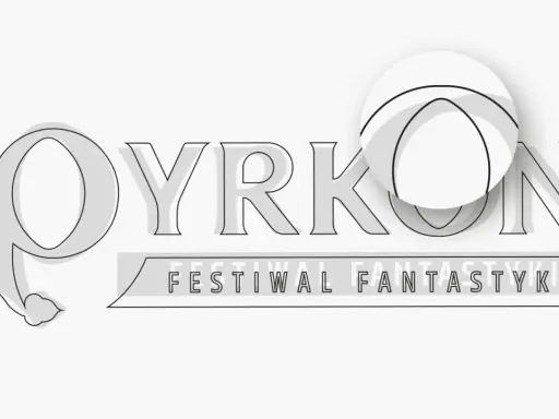 Logo Pyrkon - Festiwal Fantastyki. Stylizowane litery tworzą nazwę wydarzenia, a pod nią napis "Festiwal Fantastyki".