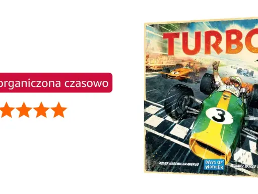 Gra planszowa "Turbo" z wyścigami bolidów, idealna na szybką rozgrywkę.