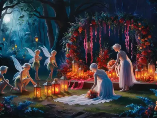 Wróżki przygotowują magiczną scenerię, jak w "Śnie nocy letniej". Streszczenie tej nocy to piękno i czar leśnej polany.