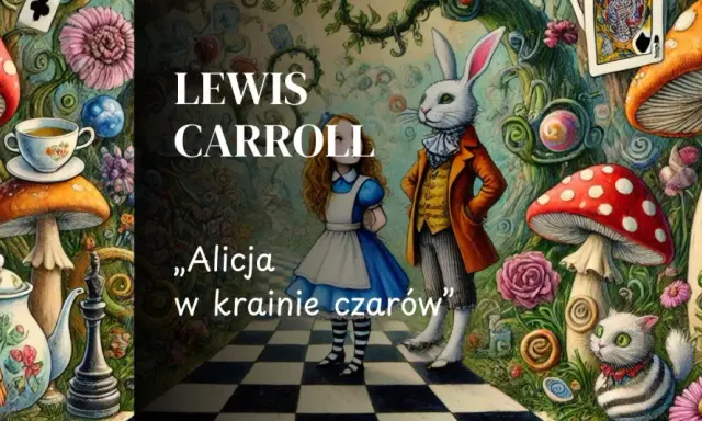 Alicja w krainie czarów, z Białym Królikiem i kotem Cheshire, wśród grzybów i kwiatów. Lewis Carroll zaprasza do niezwykłego świata.