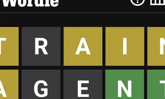 Gra Wordle po polsku. Litery T, R, A, I, N, A, G, E, N, T.