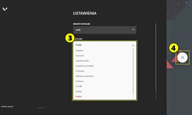 Ustawienia gry, wybór języka polskiego. Vanguard po polsku gotowy do gry!