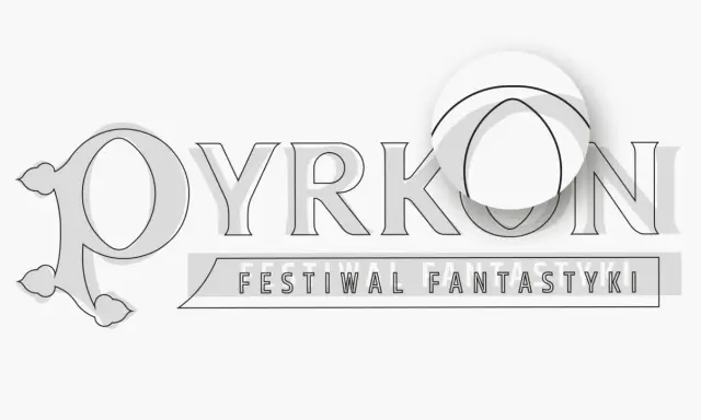 Logo Pyrkon - Festiwal Fantastyki. Stylizowane litery tworzą nazwę wydarzenia, a pod nią napis "Festiwal Fantastyki".