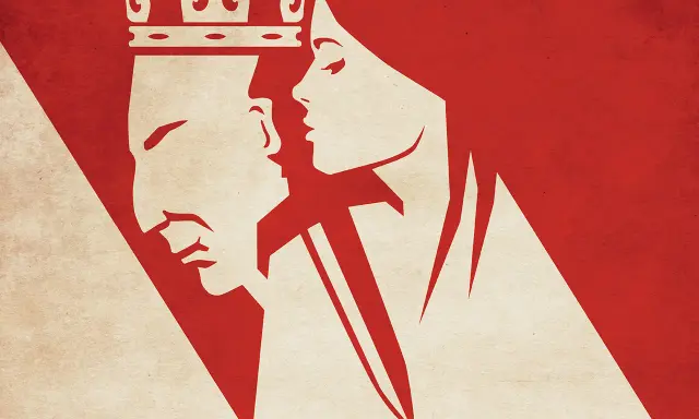 Makbet streszczenie: Korona na głowie króla, obok niego kobieta. Symbol ambicji i zbrodni.