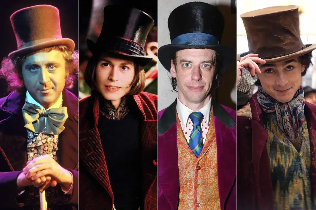 Czterech aktor&oacute;w wcielających się w Willy'ego Wonkę: Gene Wilder, Johnny Depp, Paul King i Timoth&eacute;e Chalamet. Wonka od ilu lat?